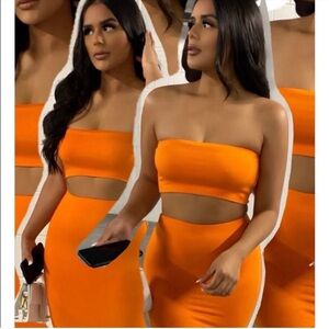Naked Wardrobe Orange Skirt Set